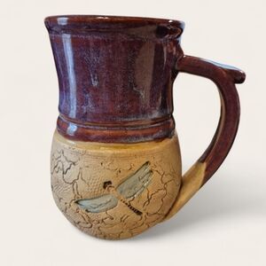 Handcrafted 12 Oz. Dragonfly Stoneware/Ceramic Mug